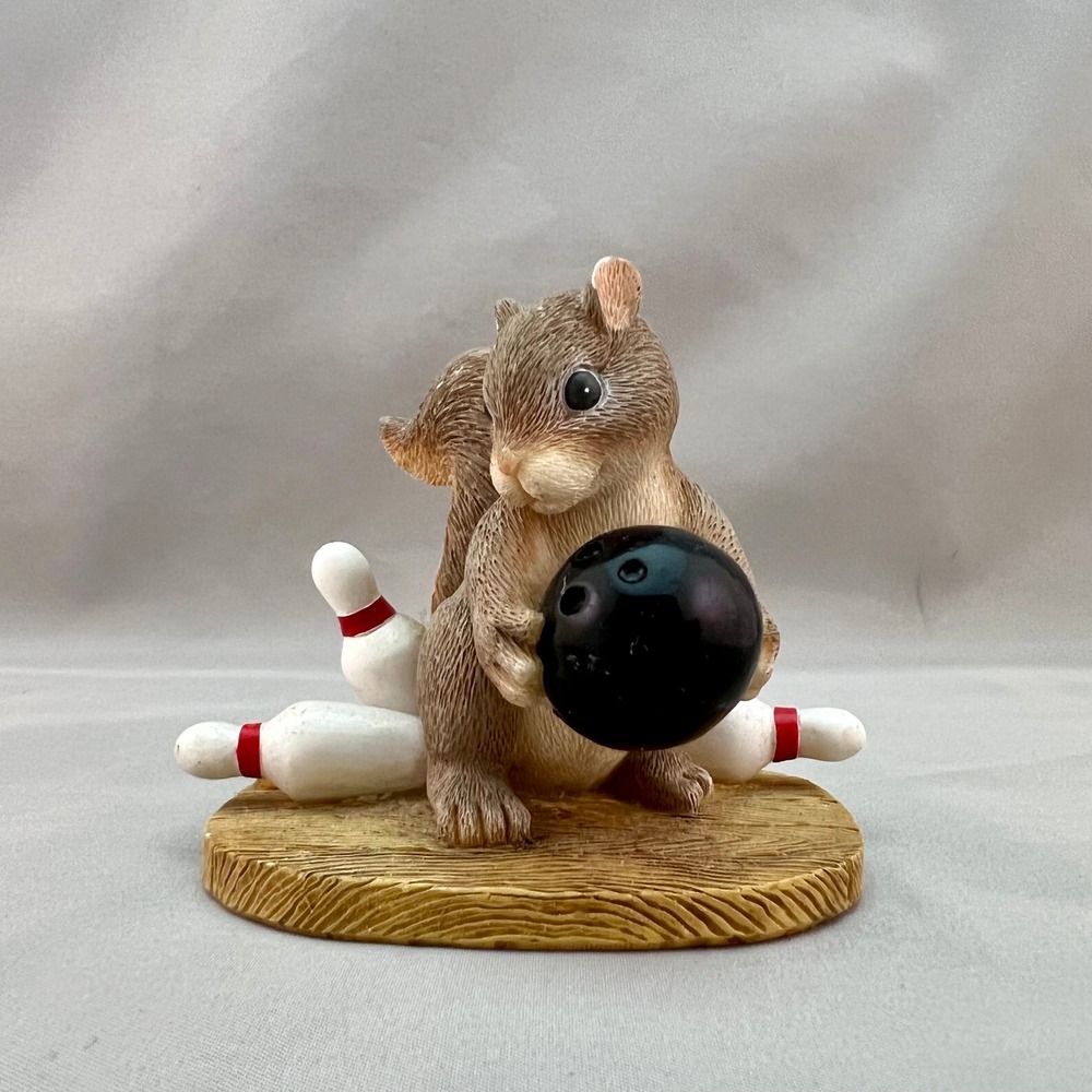 Charming Tails Spare Me Figurine Squirrel Bowling Brown 2000 Limited Edition
